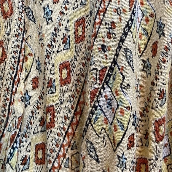 LAGACI WESTERN PRINT BOHEMIAN FRINGE TOPPER S/M BEACHY SUMMER - Picture 4 of 8